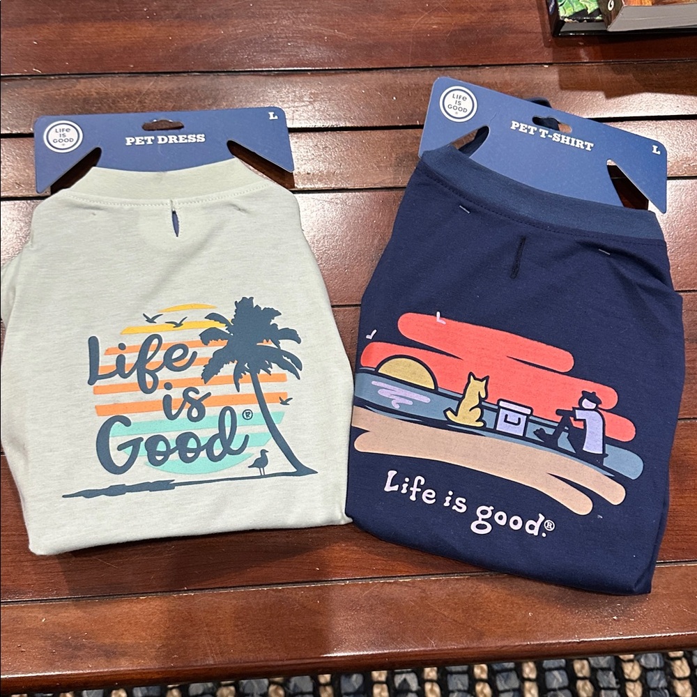 Life Is Good Cream and Navy Pet Outfit Set